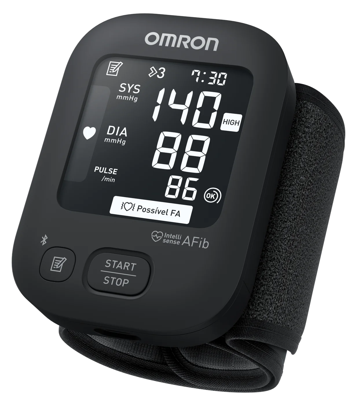 Monitor de pressão arterial de pulso OMRON HEM-6251T1 preto com Bluetooth e Intellisense AFib