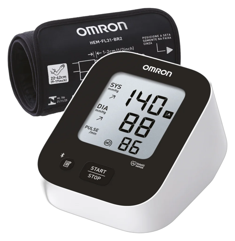 Monitor de pressão arterial de braço OMRON M3 IntelliT HEM-7183T com braçadeira IntelliWrap preta