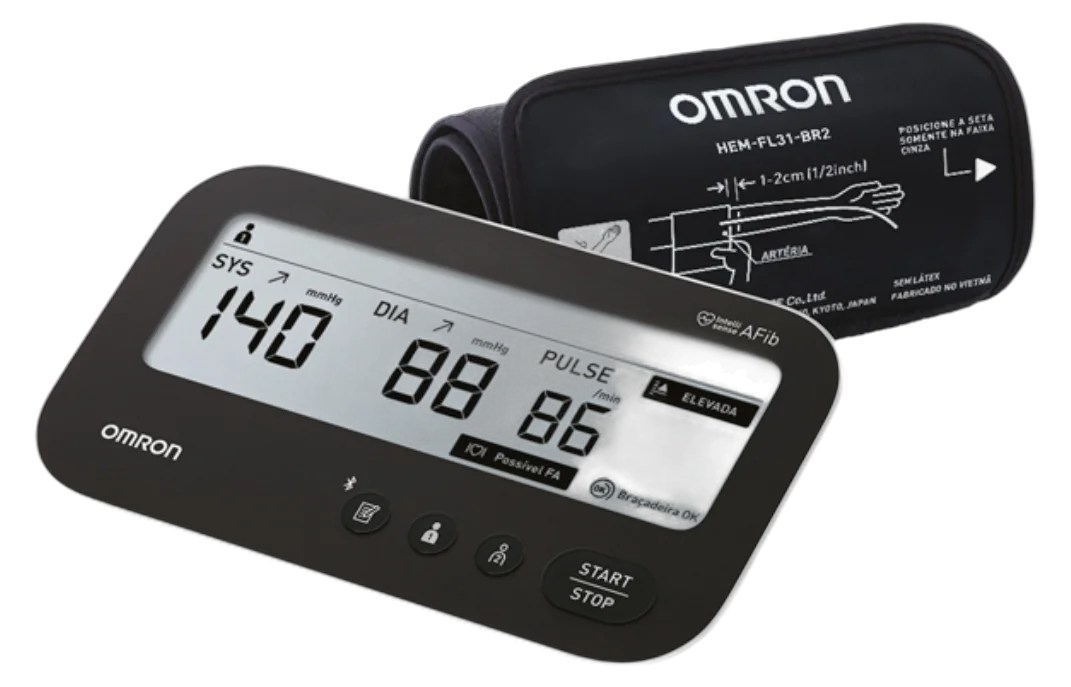 Monitor de pressão arterial de braço OMRON Progress 2 HEM-7194T com braçadeira IntelliWrap preta