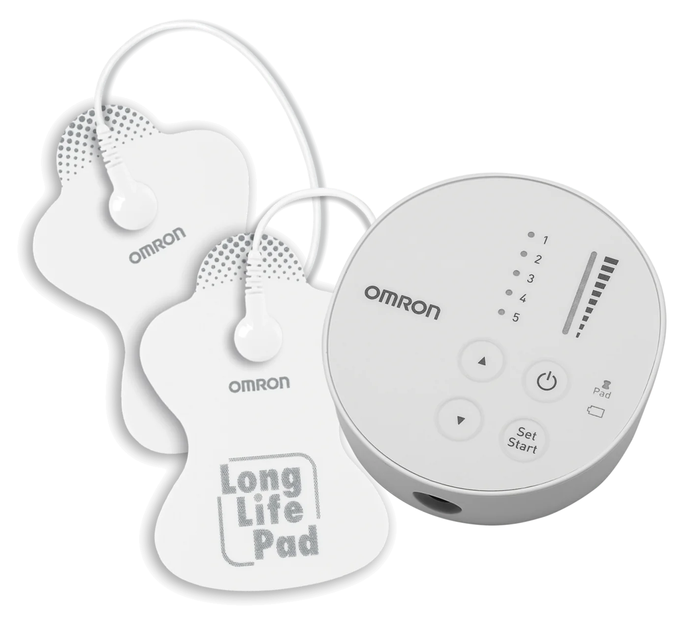 Massageador de eletroterapia OMRON TENS Control HV-F013 com os dois eletrodos Long Life Pad